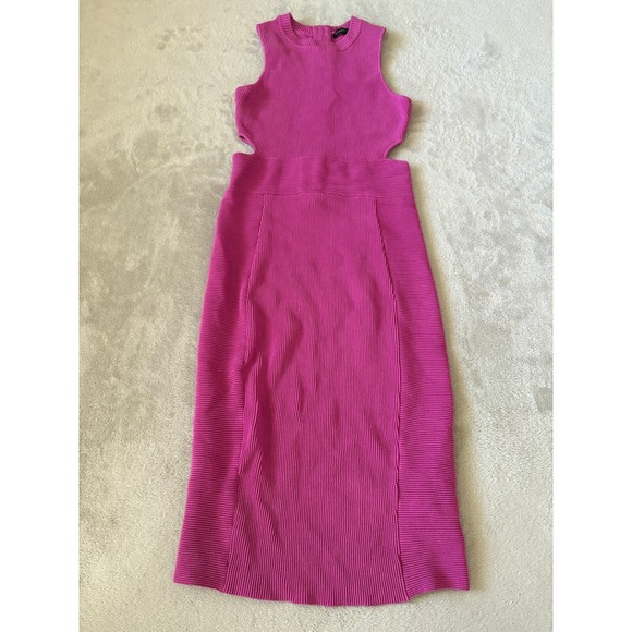 Endless Rose Women's Small Knit Bodycon Dress Cutout Sleeveless‎ Pink Midi Dress - Picture 1 of 6